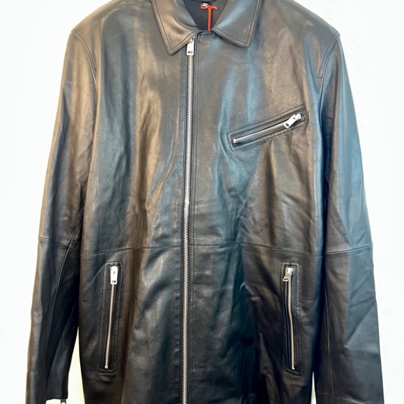 DIESEL Smooth Lambskin L-Ader Black Leather Jacket, Size XL - Picture 7 of 16